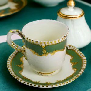 Espresso Coffee Antique Demi Cup Set English Bone China Royal Worcester Gift Set